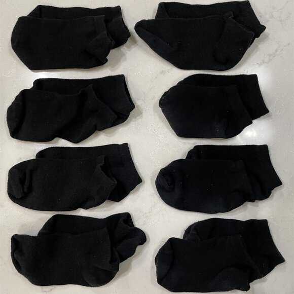 Set of 8 Pairs of Black Ankle Socks - Girls - Picture 1 of 3